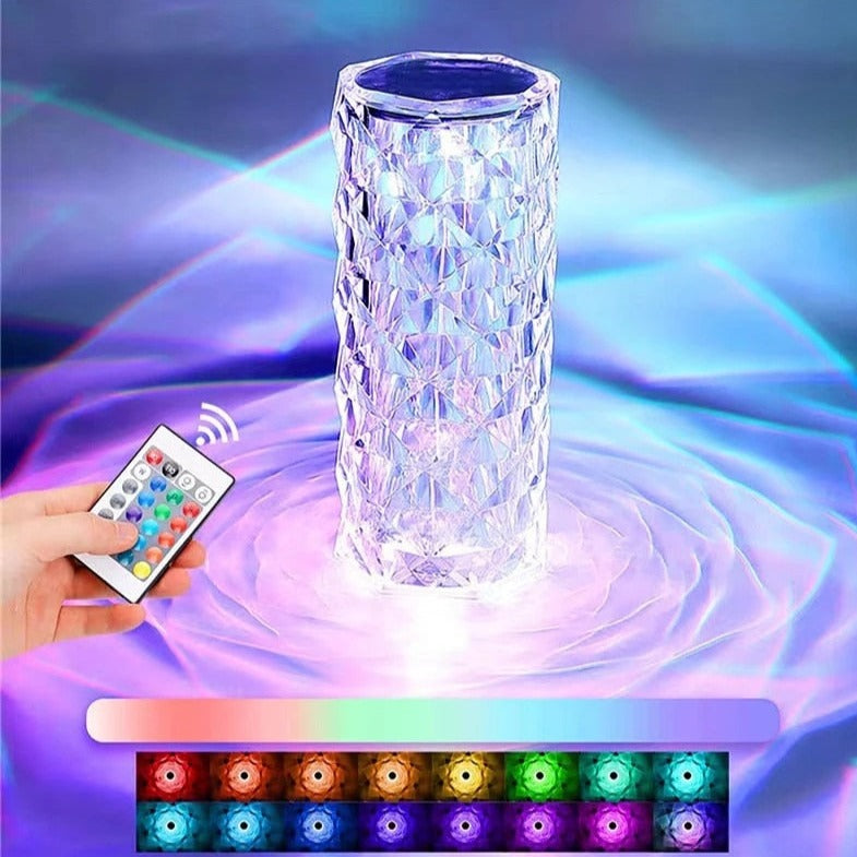 16-color LED Touch Control Crystal Diamond Cut Lamp-Rechargeable 