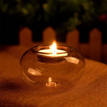 Exquisite European-style Round Hollow Glass Tealight Candle Holder - Pamper Me Now
